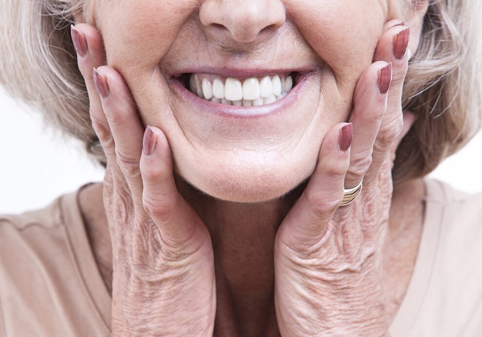 Close,Up,View,On,Senior,Dentures